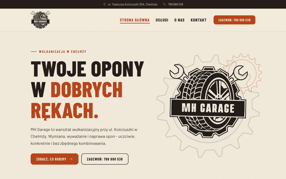 Zrzut ekranu strony mhgarage.pl